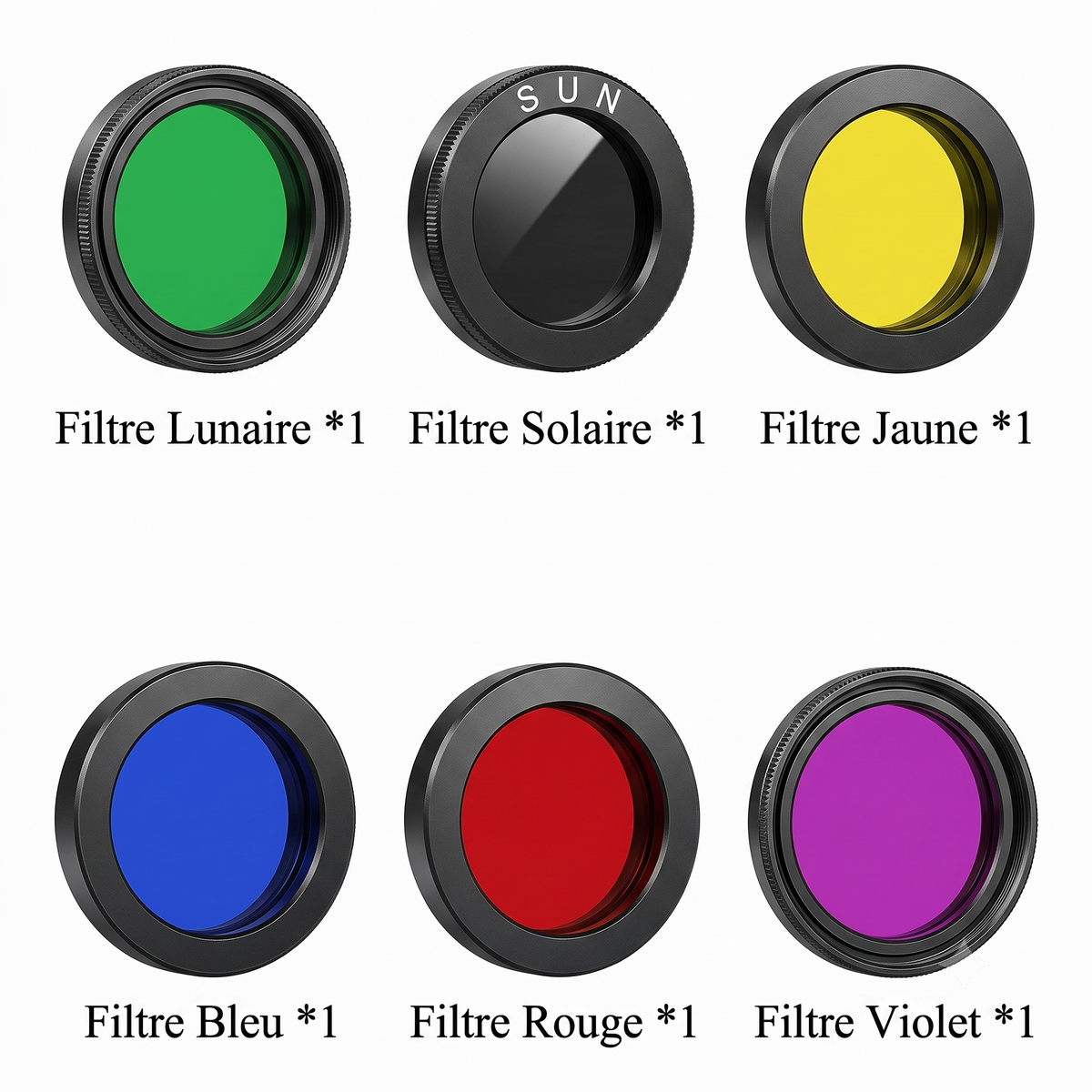 Kit Accessoires Astronomie 1.25" 13 Pièces Oculaires Filtres Barlow et Mallette Aluminium