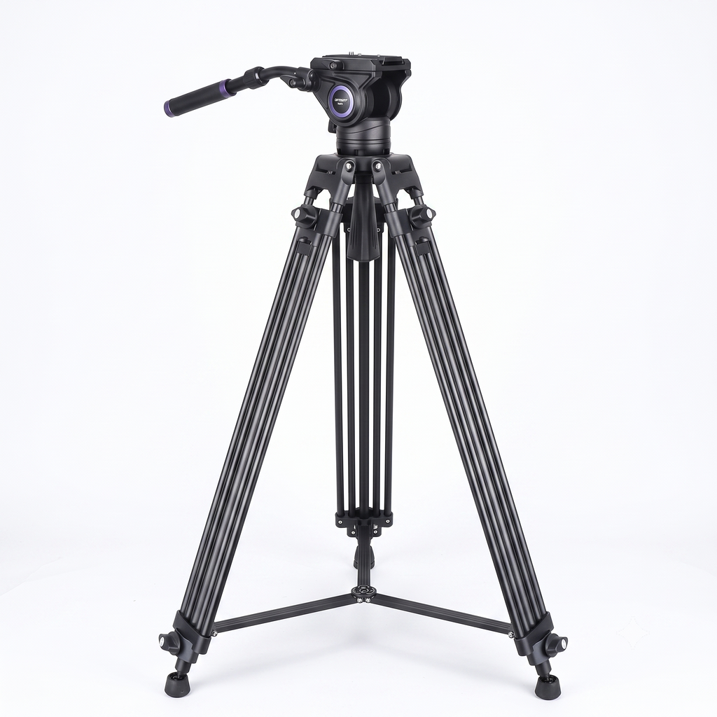 Trépied Professionnel 10kg Aluminium 3 Sections avec Tête Fluide Panoramique 360°